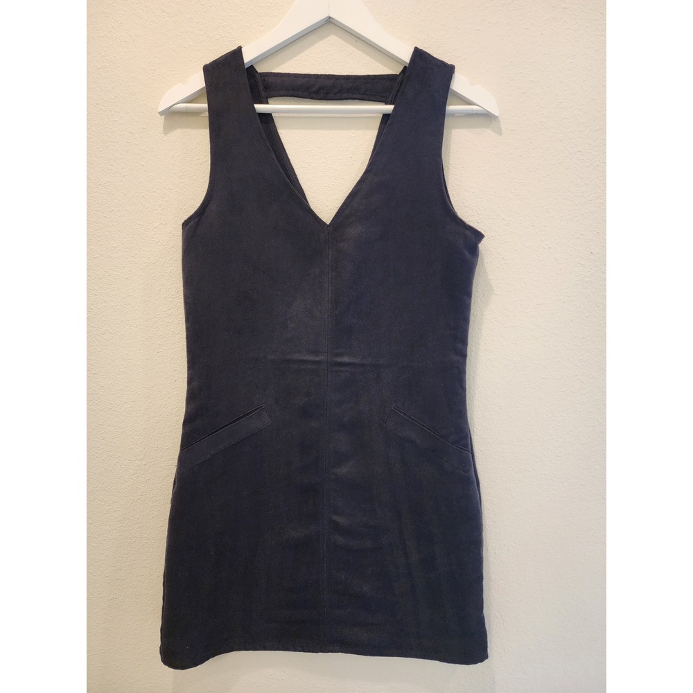 NWT Jack by BB Dakota Black Faux Suede V-Neck Mini‎ Dress LBD Womens Small